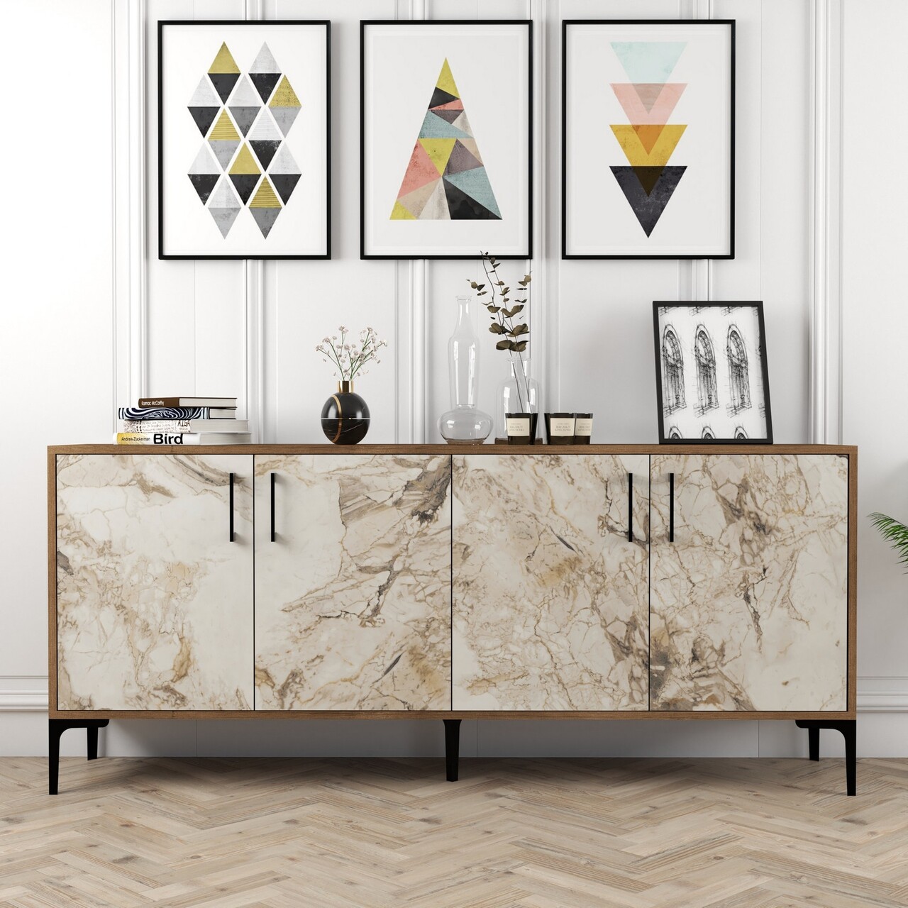 Consola, Hommy Craft, Kiev, 180 x 78 x 35 cm, pal melaminat, nuc/alb - imagine 7